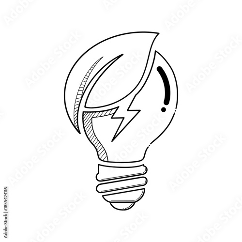 green energy concept icon with light bulb leaf and lightning bolt symbol