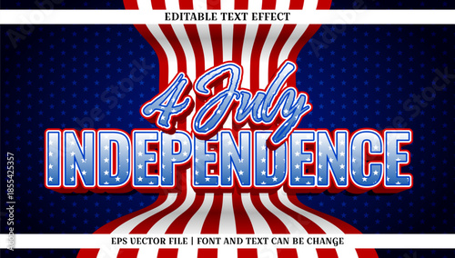 4th of July Independence Day Celebration Text Effect with USA Flag Elements