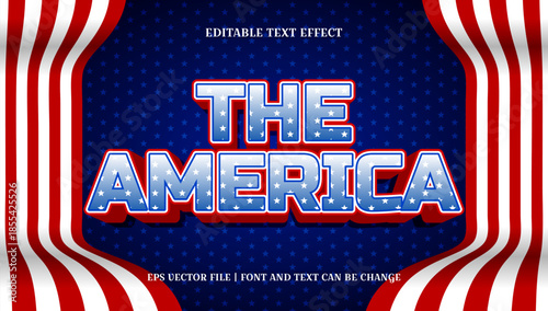 The America 3D Text Effect Editable Style for Patriotic Designs and Celebrations