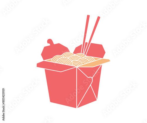 Icon for fast food menu at noodle box restaurant. It's a flat and isolated design. Vector illustration.