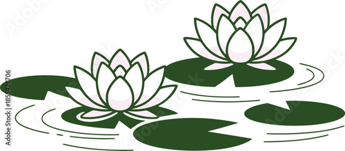 Serene Lotus Flowers Vector Graphic Illustration with Soft Lighting and Calming Ambiance for Wellness Designs