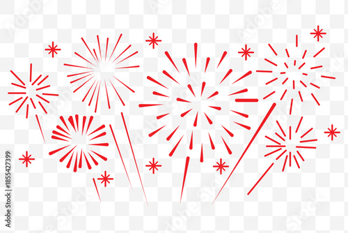 Fireworks black and white simple modern line art flat vector icons isolated on white background, Celebration banner elements design for Christmas, New year, Holiday, Anniversary, Party, Diwali