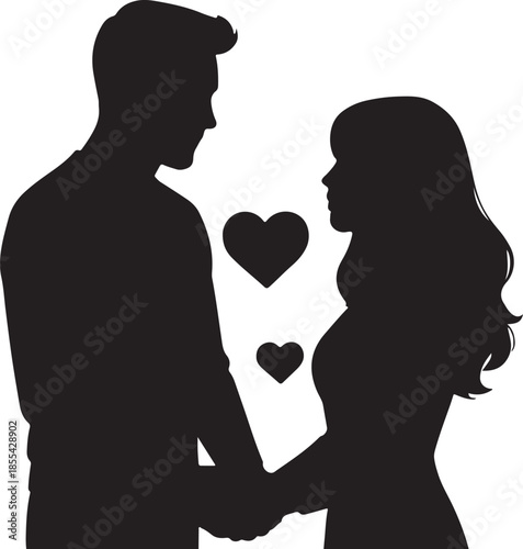 Couple Vector silhouette sharing a tender moment
