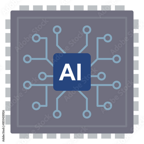 最先端の半導体チップと人工知能をイメージした次世代デジタルテクノロジーのベクターイラスト
