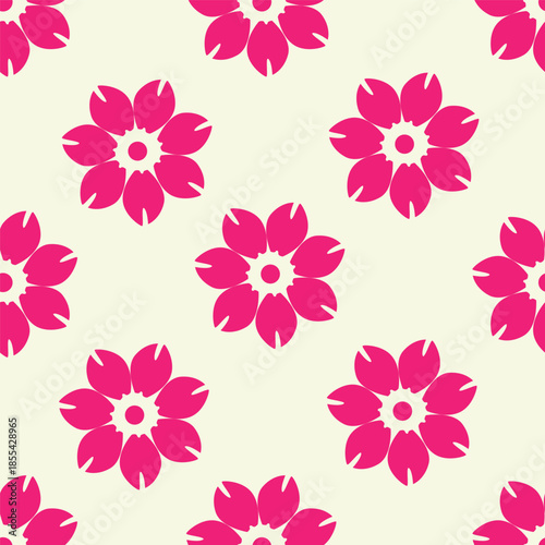 Floral botanical vector texture pattern with flowers and leaves. Seamless pattern can be used for wallpaper, pattern fills, web page background, surface textures.