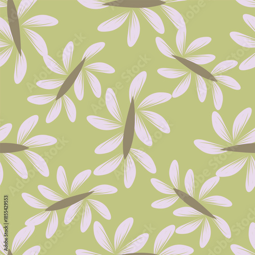 Seamless floral pattern, old fashion folk ornament with flowers branches. Cute botanical design, simple flower print: small hand drawn flowers branches arranged in a diagonal line. Vector pattern