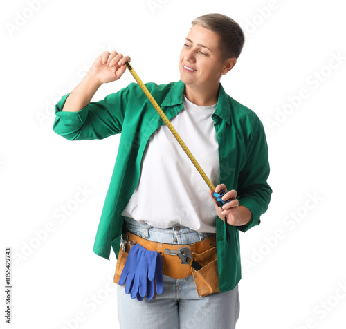 Young woman with tape measu...