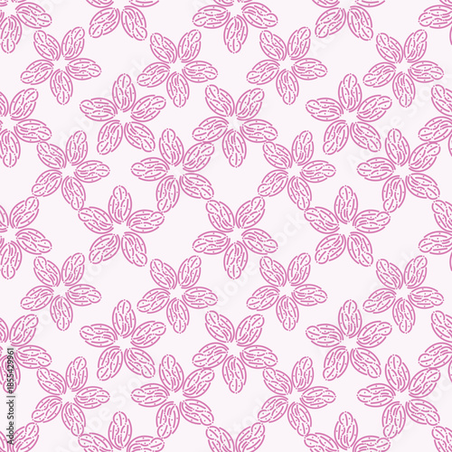 Floral botanical vector texture pattern with flowers and leaves. Seamless pattern can be used for wallpaper, pattern fills, web page background, surface textures.