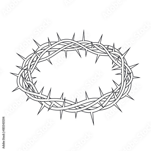 Detailed Line Art of a Crown of Thorns.