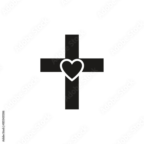 Cross with Heart Symbol A Representation of Faith and Love.