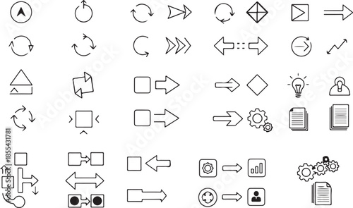 Comprehensive User Interface Control Icon Set with Arrows, Rotation, Actions, and System Symbols