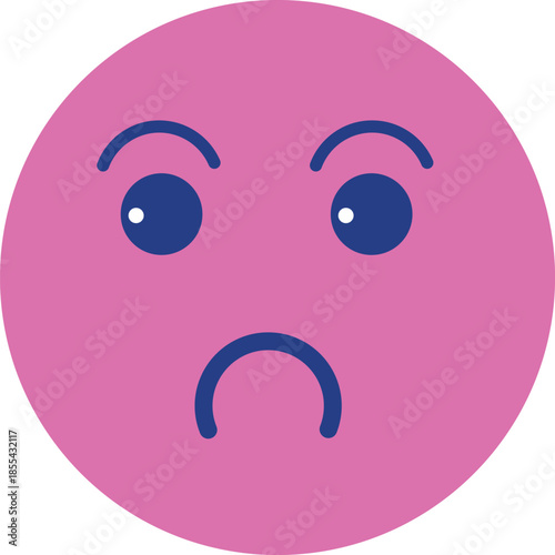 A pink circular emoji face with a sad or disappointed expression, conveying feelings of unhappiness or discontent.