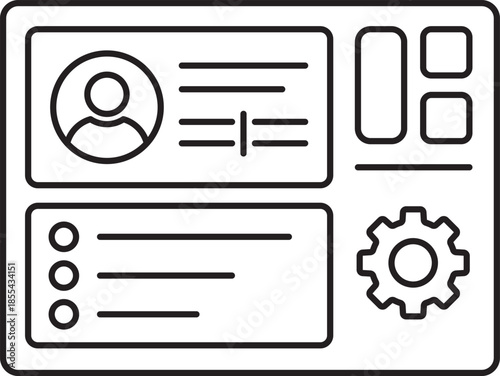 Minimal outline vector icon of user account dashboard interface