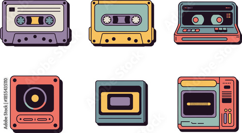 Retro Cassette Tapes and Audio Players Collection