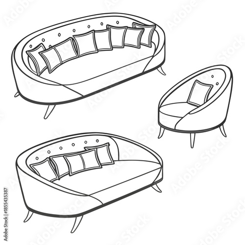 Modern oval sofa set