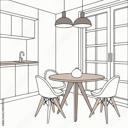 Modern kitchen dining area