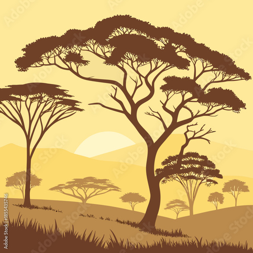 Serene sunset in the savannah