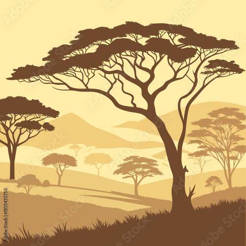 Serene savannah sunset