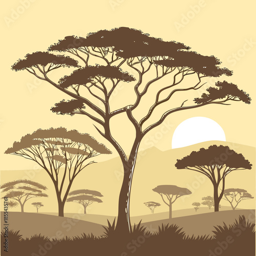 Serene sunset in the savannah