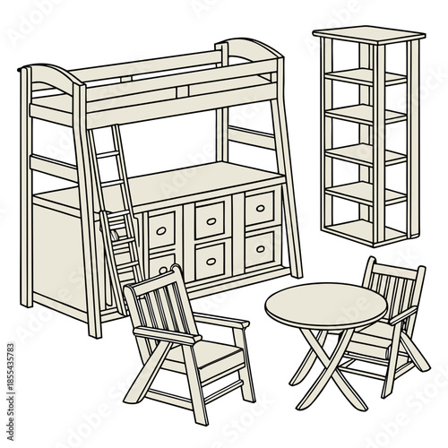 Wooden study furniture set