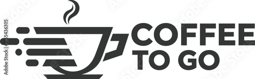 Coffee To Go Typography Logo with Fast Cup Icon Minimal Modern Black and White Design for Cafe Branding Takeaway Concept