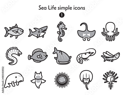 シンプルアイコン集 海の生き物1