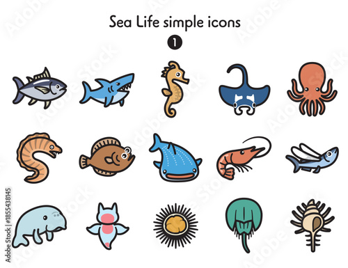 シンプルアイコン集 海の生き物1