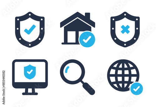 Security and Verified Protection icon set. Solid glyph series icons