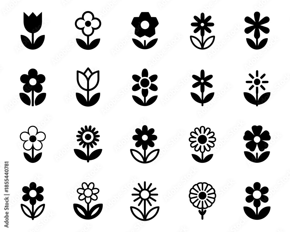 Fototapeta premium set of black and white icons