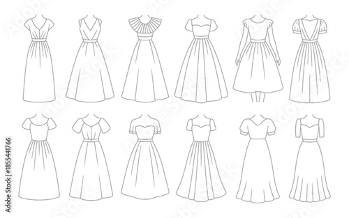 vector set of dresses for women