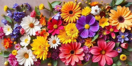 Vibrant assorted floral elements and arrangements, perfect for invitations, stationery, or digital design projects, digital art, garden