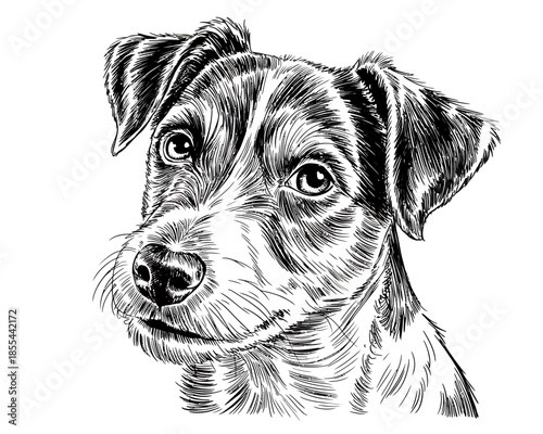  Hand Drawn Terrier Dog Portrait Illustration