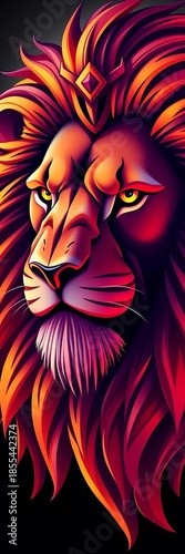 A majestic lion head icon, regal and powerful, perfect for strength and leadership visuals,  graphic,  illustration