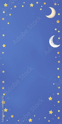 Hand-drawn stars and moons create a dreamy, celestial border,  night,  decorative