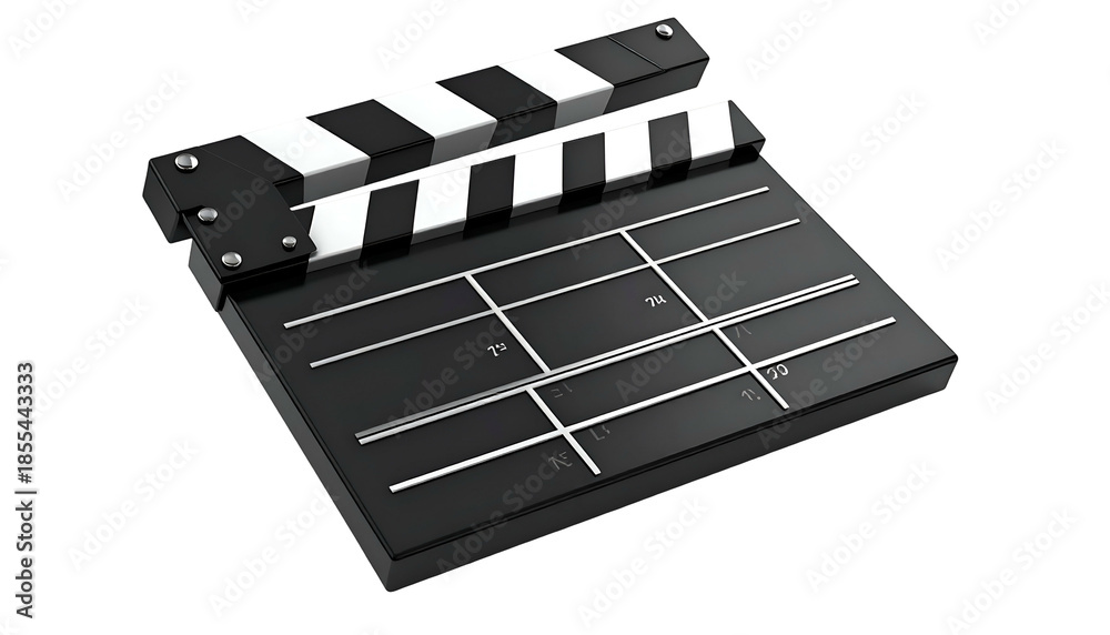 Fototapeta premium Black and white striped clapperboard for film production preparation
