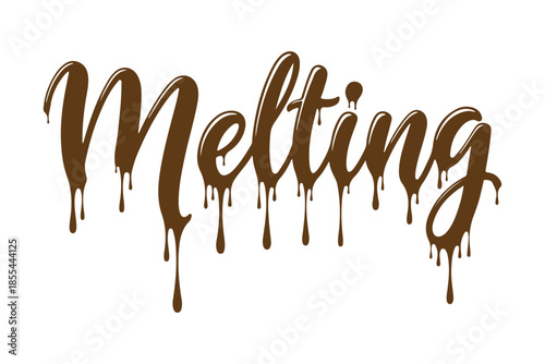 Brown melting chocolate dripping liquid word melting