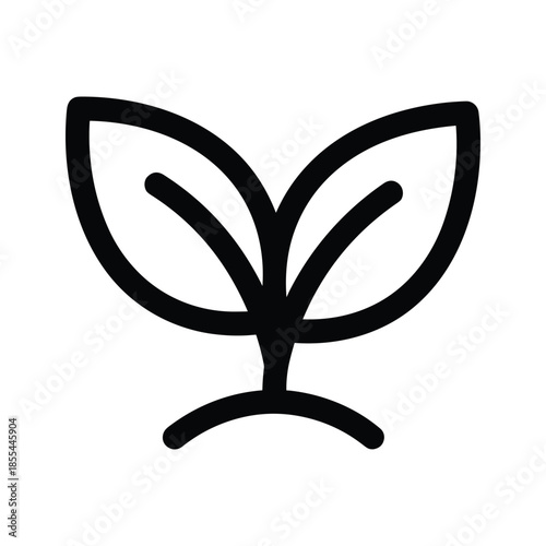 Simple black line drawing of a sprouting seedling