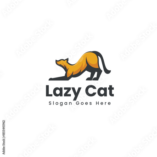 Mascot Character Lazy Cat Logo Design