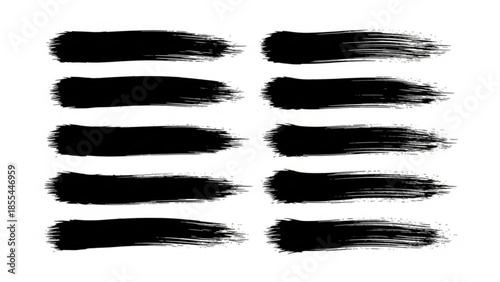 Black brush strokes on white background, abstract artistic strokes, creative design elements, graphic resources