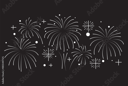 Golden fireworks overlay for new year. Vector Eps
