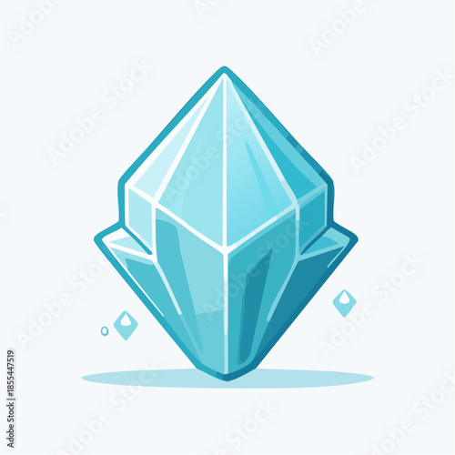 Illustration of a light blue crystal with a diamond shape and a cartoon style.