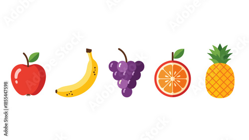 Assorted Fresh Fruits in a Row.