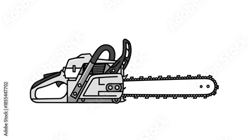 Black and White Illustration of Chainsaw.