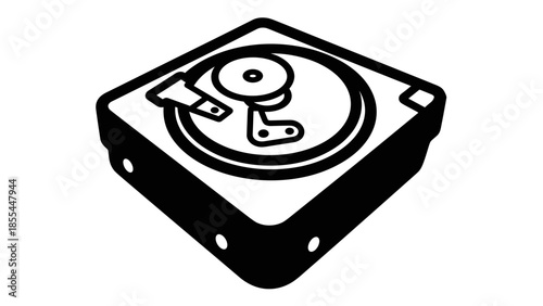 Black Vinyl Record Player Illustration.