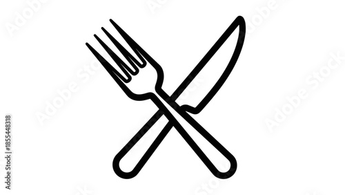 Crossed Fork and Knife Illustration.