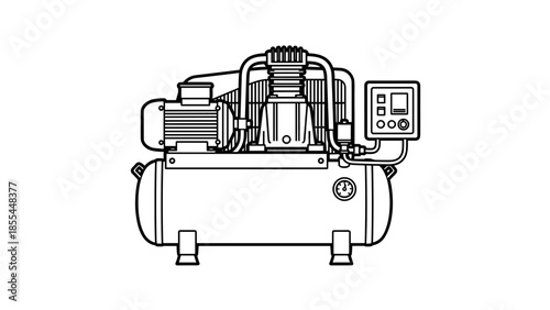 Detailed Illustration of Air Compressor Machine.