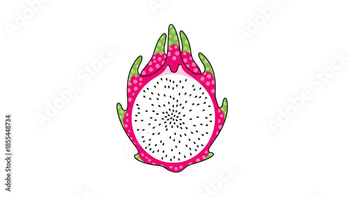 Dragon Fruit Cut Open Showing Seeds Inside 1.