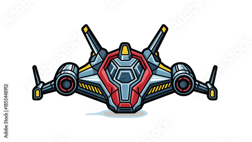 Futuristic Drone with Red Accents Illustration.