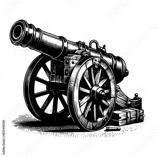 vintage cannon artillery war weapon vector image