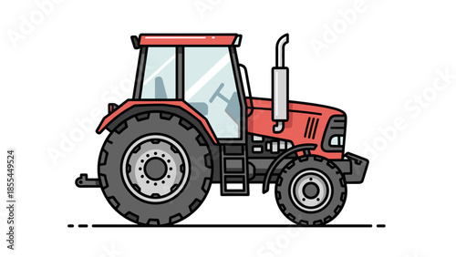 Red Tractor Vehicle Heavy Machinery Equipment.